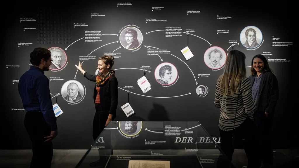 Raumansicht der Ausstellung ‚Zwischen Tinte und Tatsache. Kleists Berliner Abendblätter‘ im Kleist-Museum in Frankfurt (Oder), Studio Neue Museen